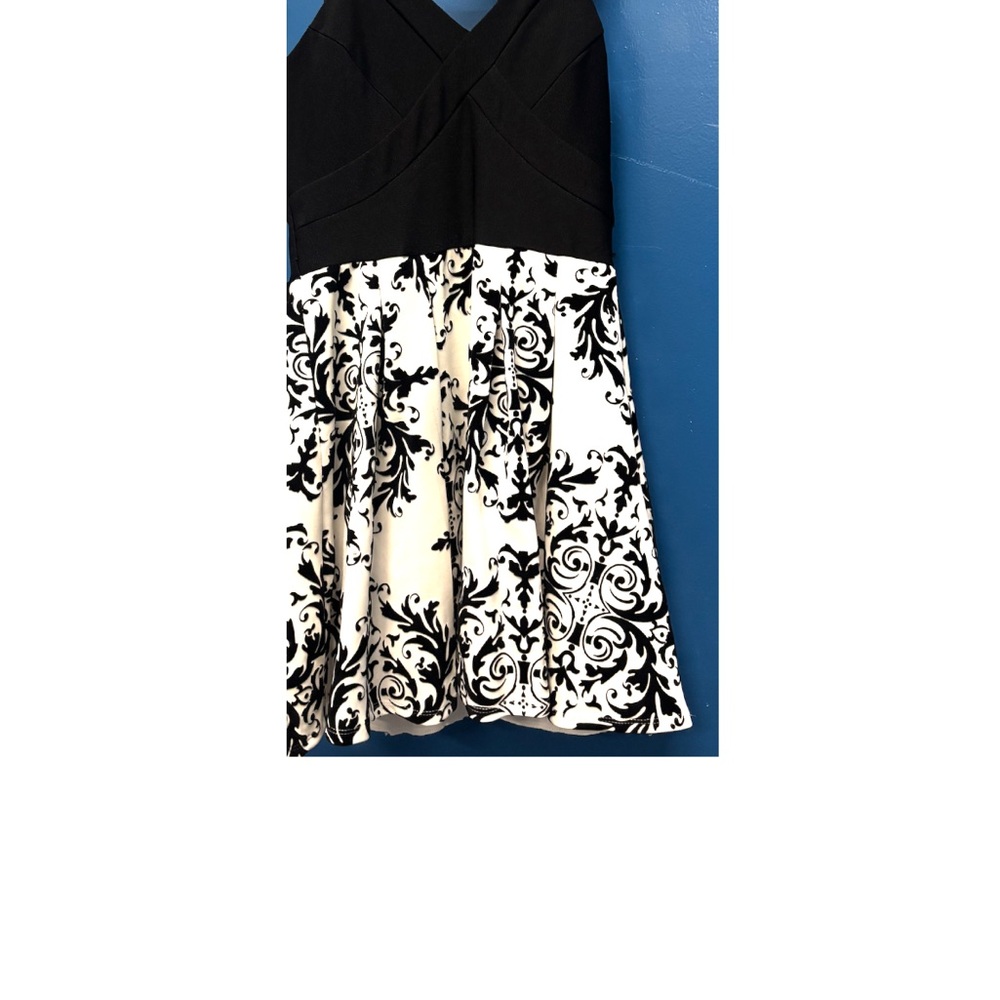 Crystal Doll Black and White Halter Fit and Flare Dress